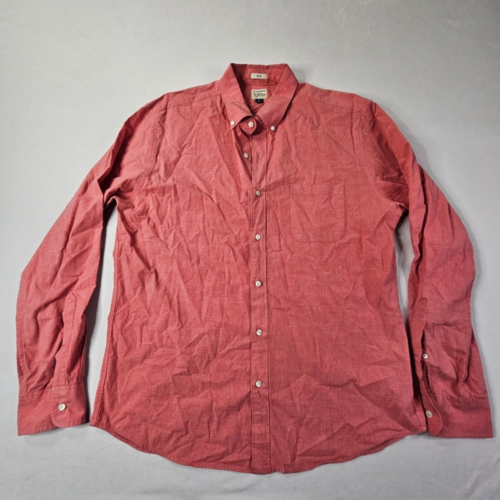 J.CREW Red Long Sleeve Slim Fit Button-Up Cotton Shirt Men's XL